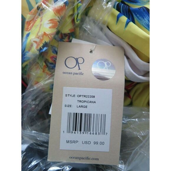 Ocean Pacific OPTR22209 Women's Sz L Tropicana Print Long Sleeve Swimsuit $100+ - Picture 10 of 10